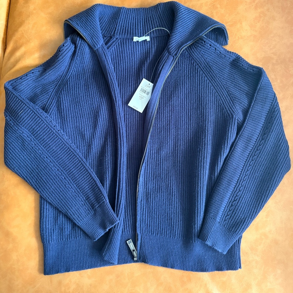 J. Jill Ribbed Zip Cardigan